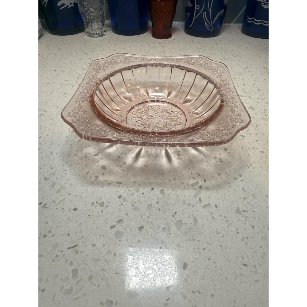 Jeannette Adam Pink 5 3/4" Cereal Bowl Square Depression Glass